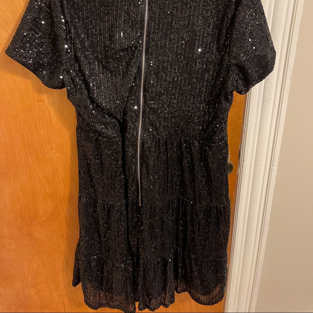Black sequin dress, back zipper knee length